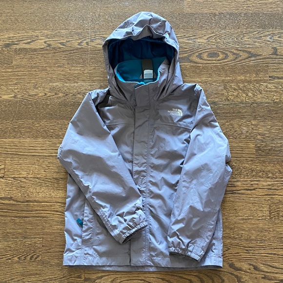 EUC The North Face Kids Light Gray Raincoat - Picture 1 of 6